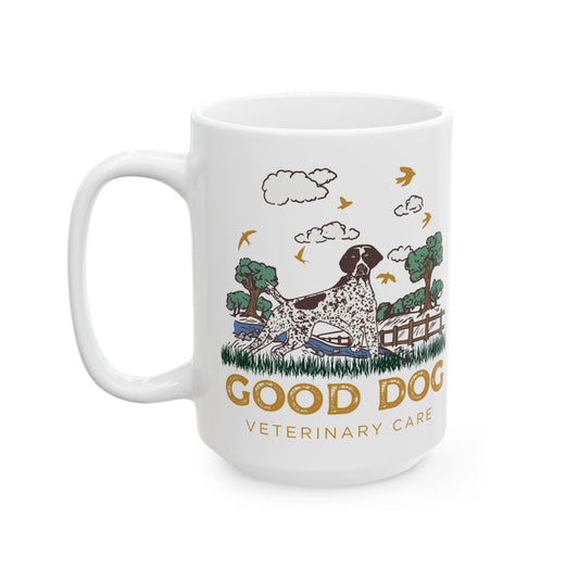 Good Dog Veterinary Care Ceramic Mug — Scenic Logo Edition (15oz)