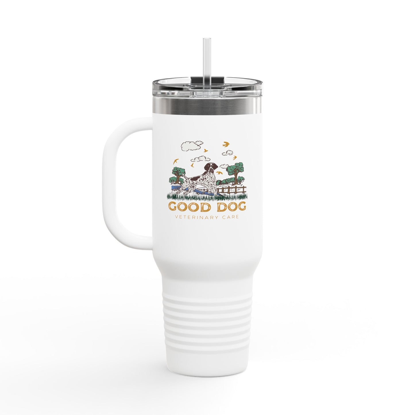 40oz Insulated Travel Mug – Good Dog Veterinary Care Scenic Logo Edition Stainless Steel Tumbler